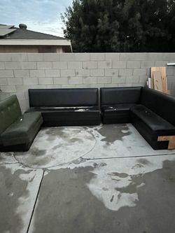 Black Faux Leather  couches:Booth Seating Set