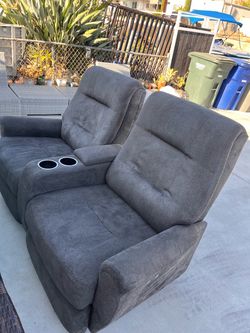 Gray Reclining Loveseat with Cup Holders