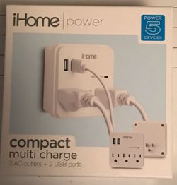 iHome power compact multi charge (3 AC outlets/2 USB ports)