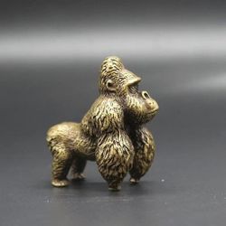 Classical Brass Gorilla Statue Antique Study Desktop Ornament Table Tea