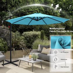 new patio  umbrella with solar lights in box