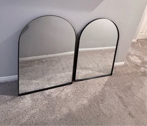 Set of 2 Black Metal Arch Mirrors – Modern Wall Mirrors