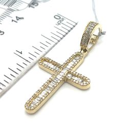 10kt Gold Diamond Cross Pendant With Bagguettes 3.50grams 147437 12