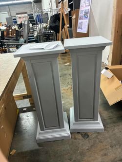 36in Tall Resin Planter Set of 2,Large Outdoor Planter for Porch, Garden, and Balcony, Weight-Bearing Top, Weather-Resistant, Classic Estate Desig