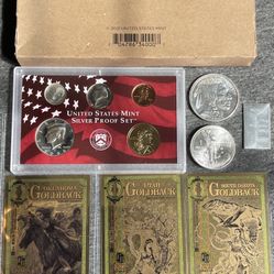 Silver Coin Lot. Sets! Rounds! Bar! Gold Backs! CHEAP!