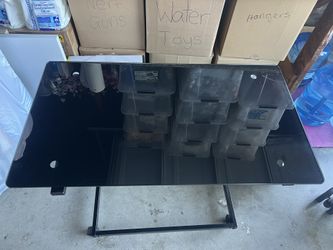 Black Glass Desk 