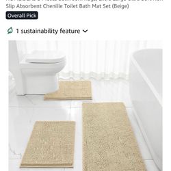 Brand New 3 Piece Ivory/cream Bathroom Rugs