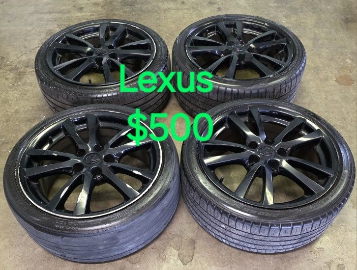 Lexus Wheels, Rims, Tires Gloss Black 18 Inch (225/40ZR18) 5 Lugs Pattern