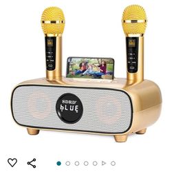 Karaoke Machine for Adults and Kids,Portable Bluetooth 2 Wireless Karaoke Microphone with Holder/USB/TF Card/AUX-in, PA Speaker System for Home Party,