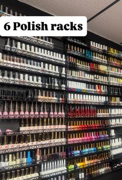 Black Metal Wall-Mounted 6-Tier Nail Polish Rack
