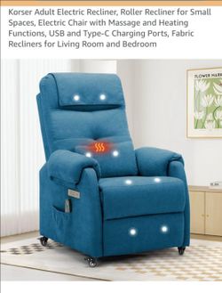 Brand New Korser Electric Massage & Heat Recliner Chair (Blue) - In Box