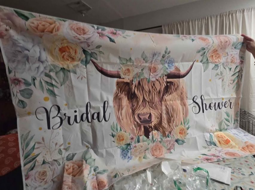 Highland Cow Bridal shower photo backdrop