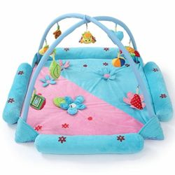 Baby Play Mat, Baby Activity Center, Baby Play Mats for 0-6 Months, Equipped with 9 Detachable Toys, Sensory, Motor Skills, Cognitive Development