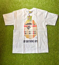A Bathing Ape BAPE X Burberry🔥 Plaid Ape Head T-Shirt S/M/L✅