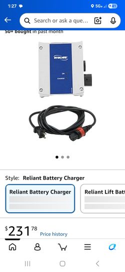Invacare Models 1078274/1079133 Reliant Battery Charger Kit with Power Cord for Reliant Lifts