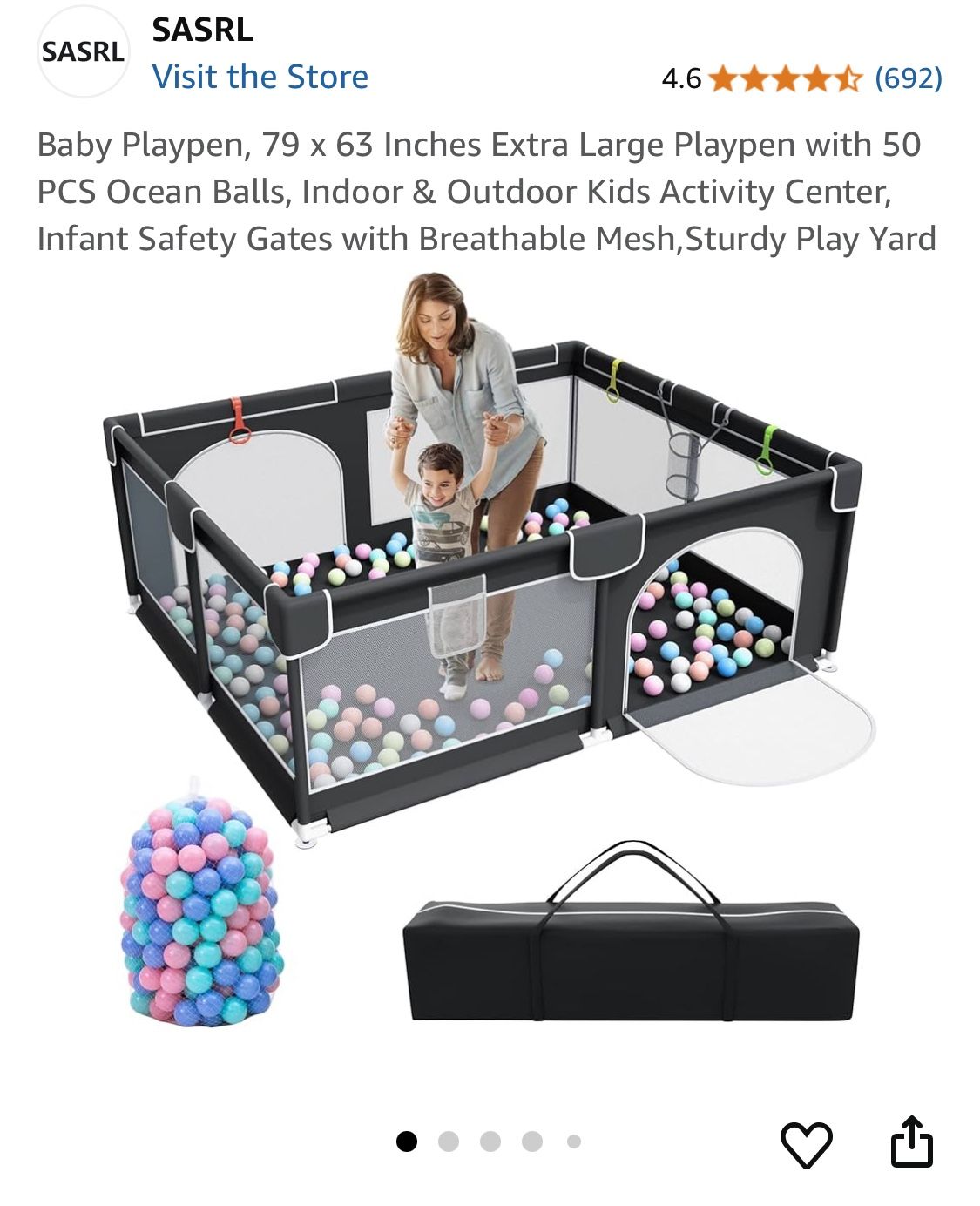 Baby Playpen, 79 x 63 Inches Extra Large Playpen
