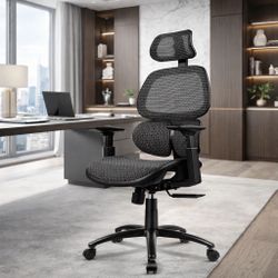 New Ergonomic Office Chair, High Back Home Desk Chair Comfy, 90-130° Tilt Lock, 3D Headrest, Big and Tall Office Chair 350lb, Ergo-Black New in box C