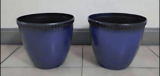 PAIR of 13" (Diameter) Blue Planters (2 for $35) @ Lasting Creations