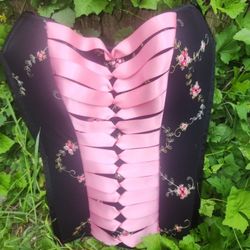 Vintage Rampage Y2k Pink Ribbon Corset Bustier 