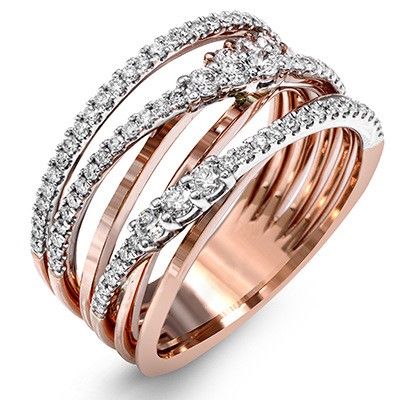 "Multi Layer Weave Lines Stacking Rose Gold Trendy Rings for Women, PD340
 
