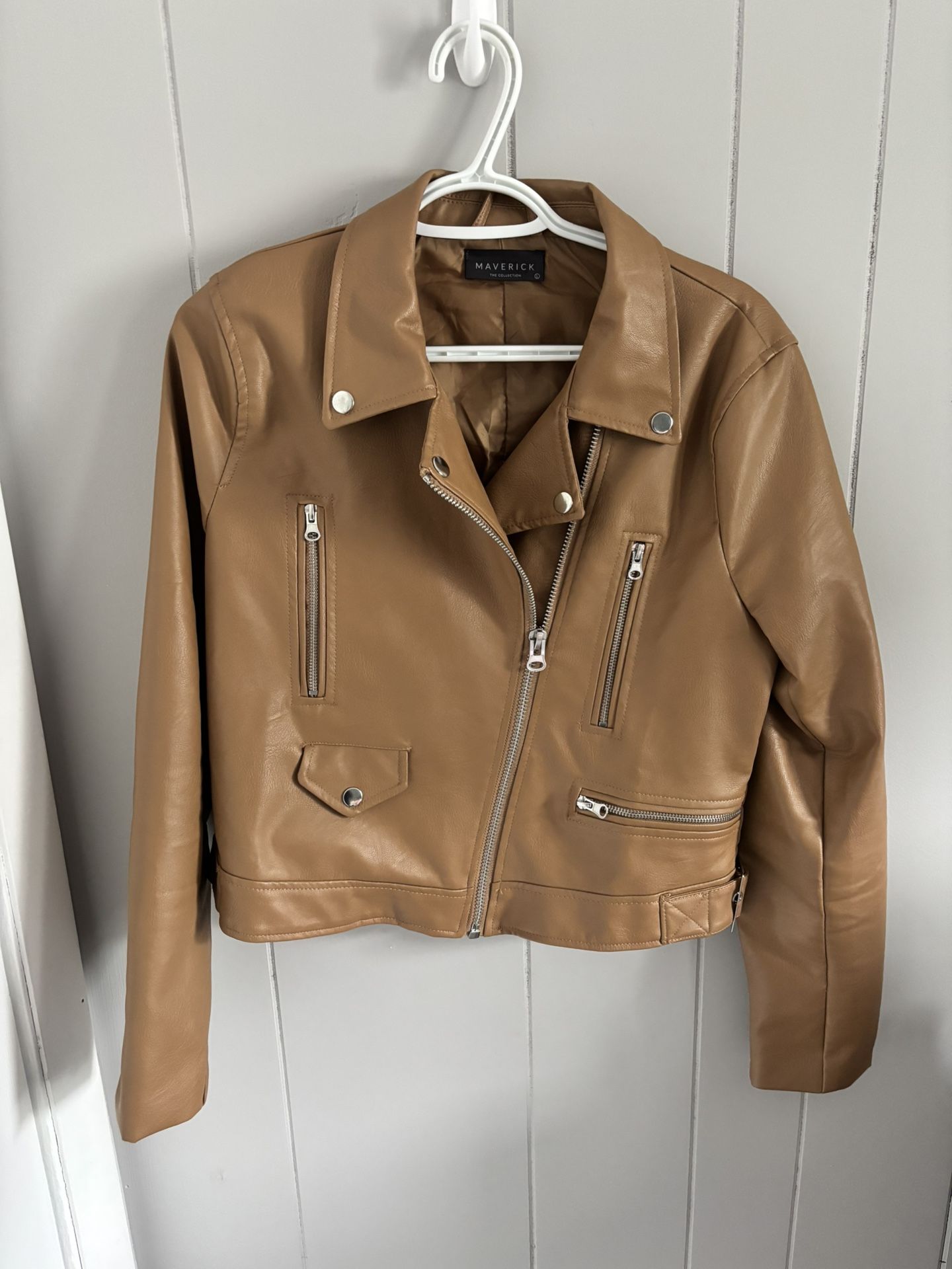 Tan Leather Jacket (Size L) - Maverick The Collection Boutique