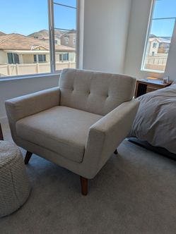 Mid-Century Modern Upholstered Armchair -Beige