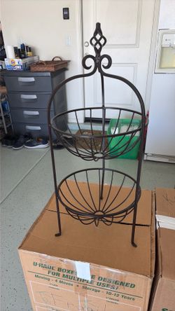 Large 2 tier metal basket holder
