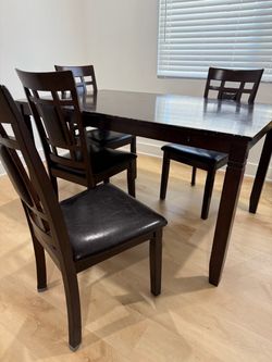 Dark Wood Dining Table with 4 Chairs