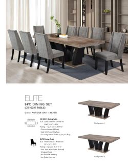 Dining Set 9pcs Color Antique Grey