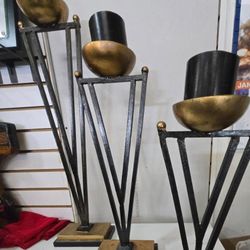 3 Metal Candle Holders, 25", 20", 15" Tall-PLEASE READ DESCRIPTION