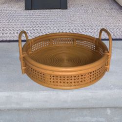 West Elm Rattan Woven Serving Tray
