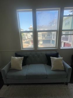 Teal sofa