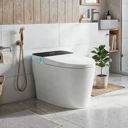 Smart Toilet With Auto-Flush, Heated Seat & Bidet Function, UV-C Self-Cleaning Nozzle, Warm Air Dryer, And Multiple Safety Protection YYJ-KF630005US-0