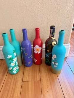 Painted wine bottles