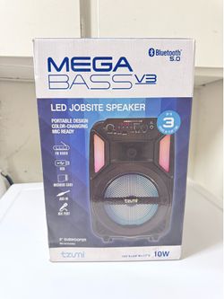 Tzumi MegaBass V3 LED Jobsite Bluetooth Speaker 8” 10W New In Box