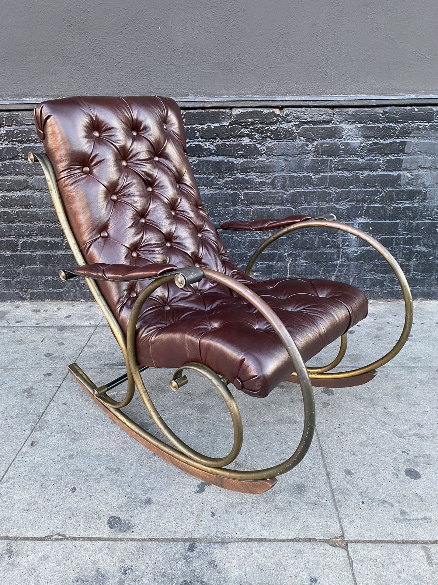 Mid Century Brass Rocking Chair by Lee Woodard.