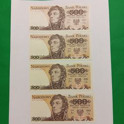 4 X 500 ZLOTYCH  BANKNOT FROM POLAND  UNC 1982