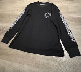 Chrome Hearts Horseshoe Floral Long Sleeve Black Shirt