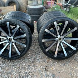 STRADA RIMS 275/30R24...5 LUGS FIT JEEP CHEROKEE JEEP COMANDER CHEVY SILVERADO YUKON TAHOE SUBURBAN CHEVY IMPALA 5X5 CHEVROLET 