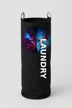 Wolf Print Tall Laundry Hamper Bag