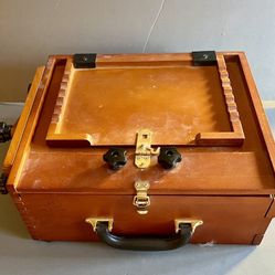 Wooden Pochade Box With Paints, Brushes & Paper