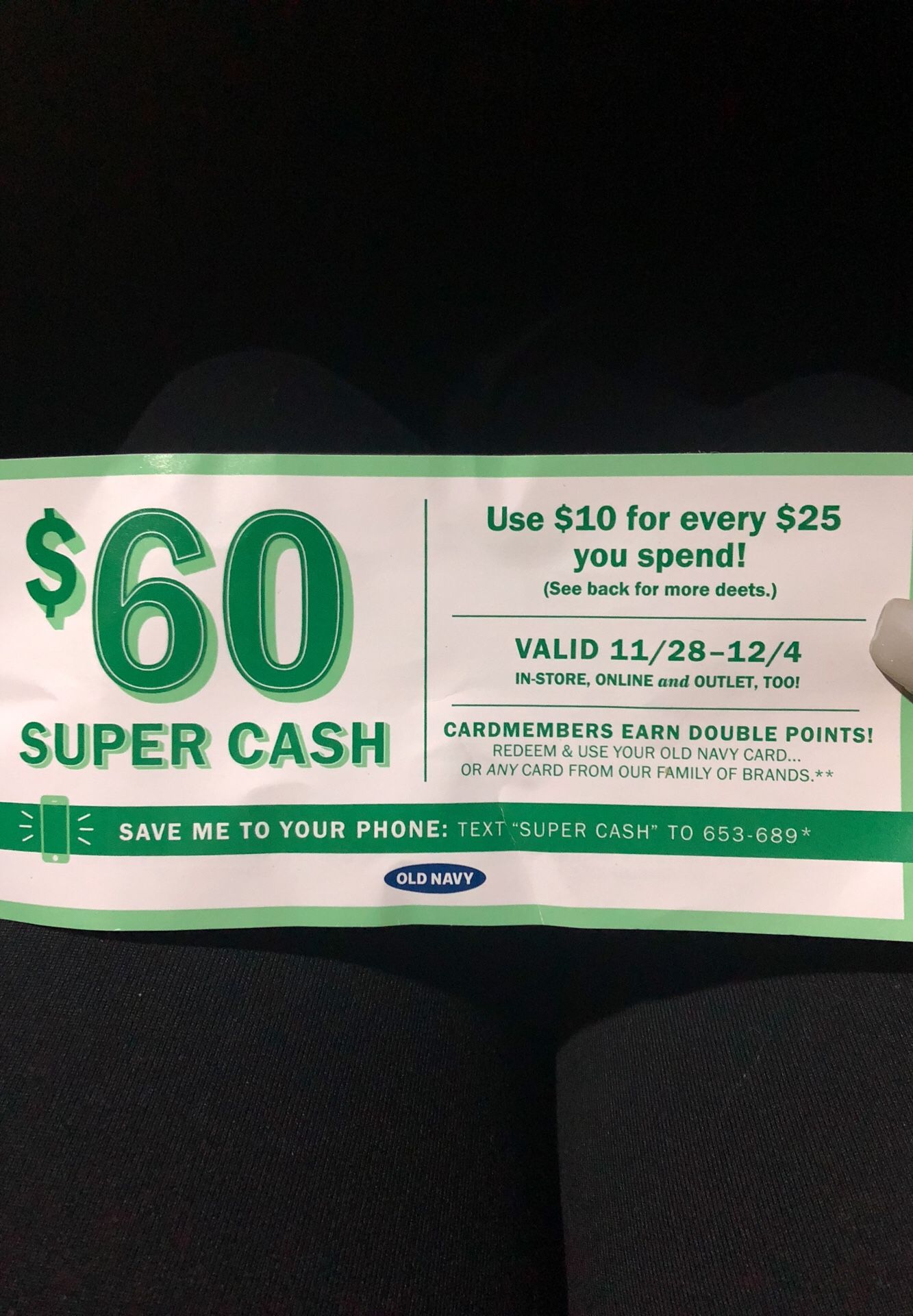 Old Navy super cash