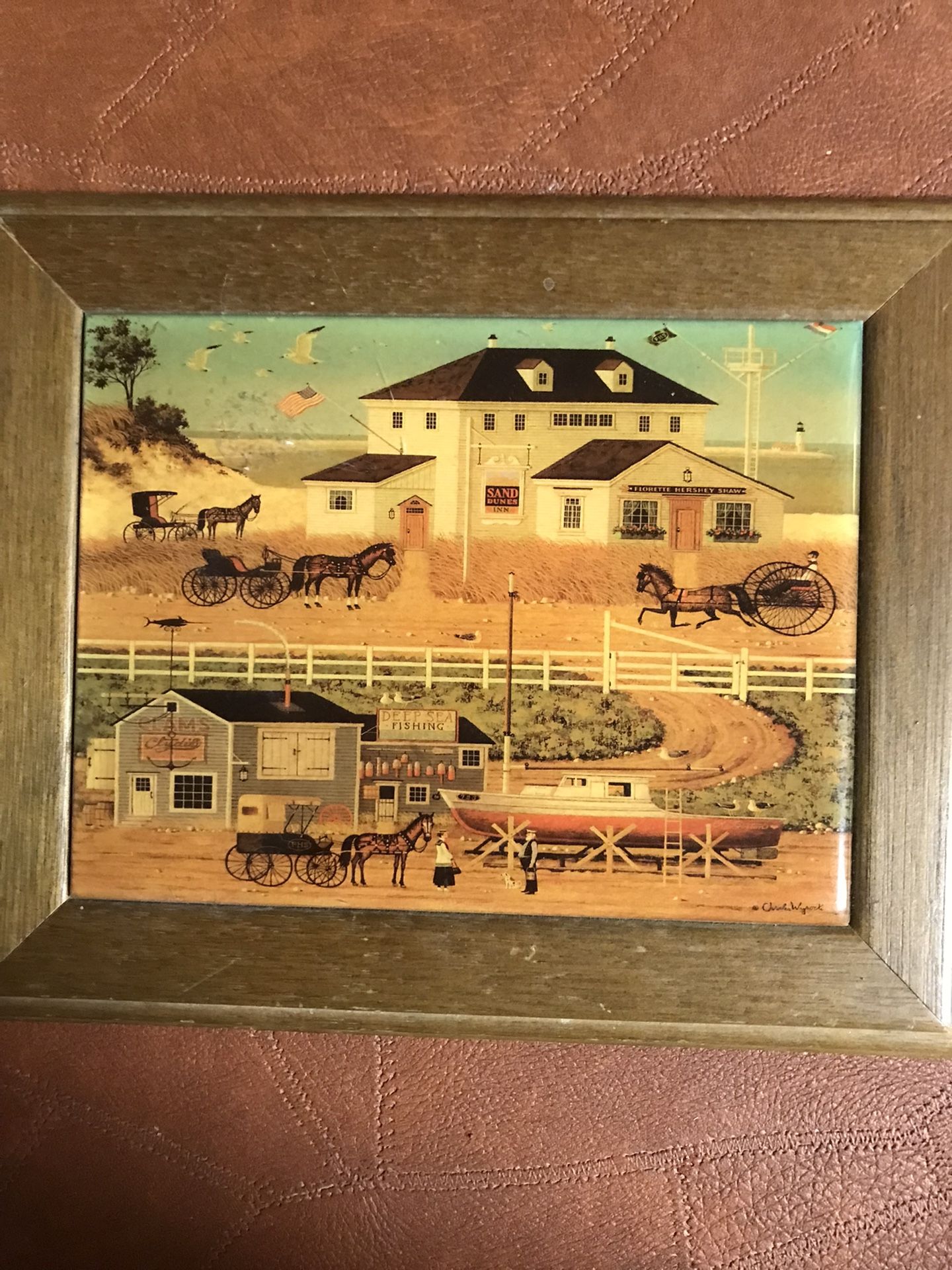 Folk Art Tile Wall Plaque “Stony Bay” by Charles Wysocki