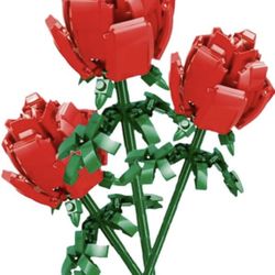 Toy Rose Flower Bouquet Building Set New