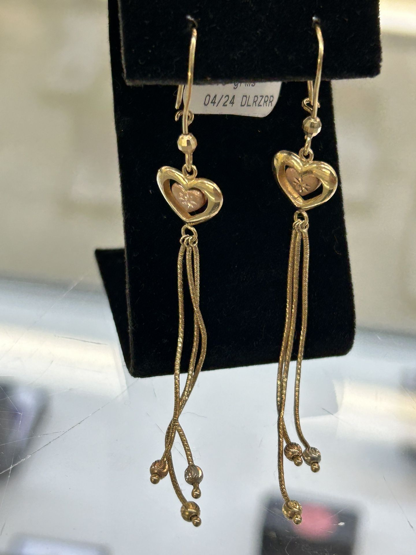 Fcp2344 14k Gold Tricolor Dangle Earrings 