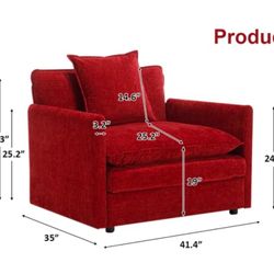Single Sofa Couch,Comfy Oversized Accent Chair Deep Seat Lounge Chair Upholstered Armchair for Living Room Bedroom Office Apartment