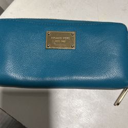 Michael Kors Turquoise Leather Zip Around Wallet