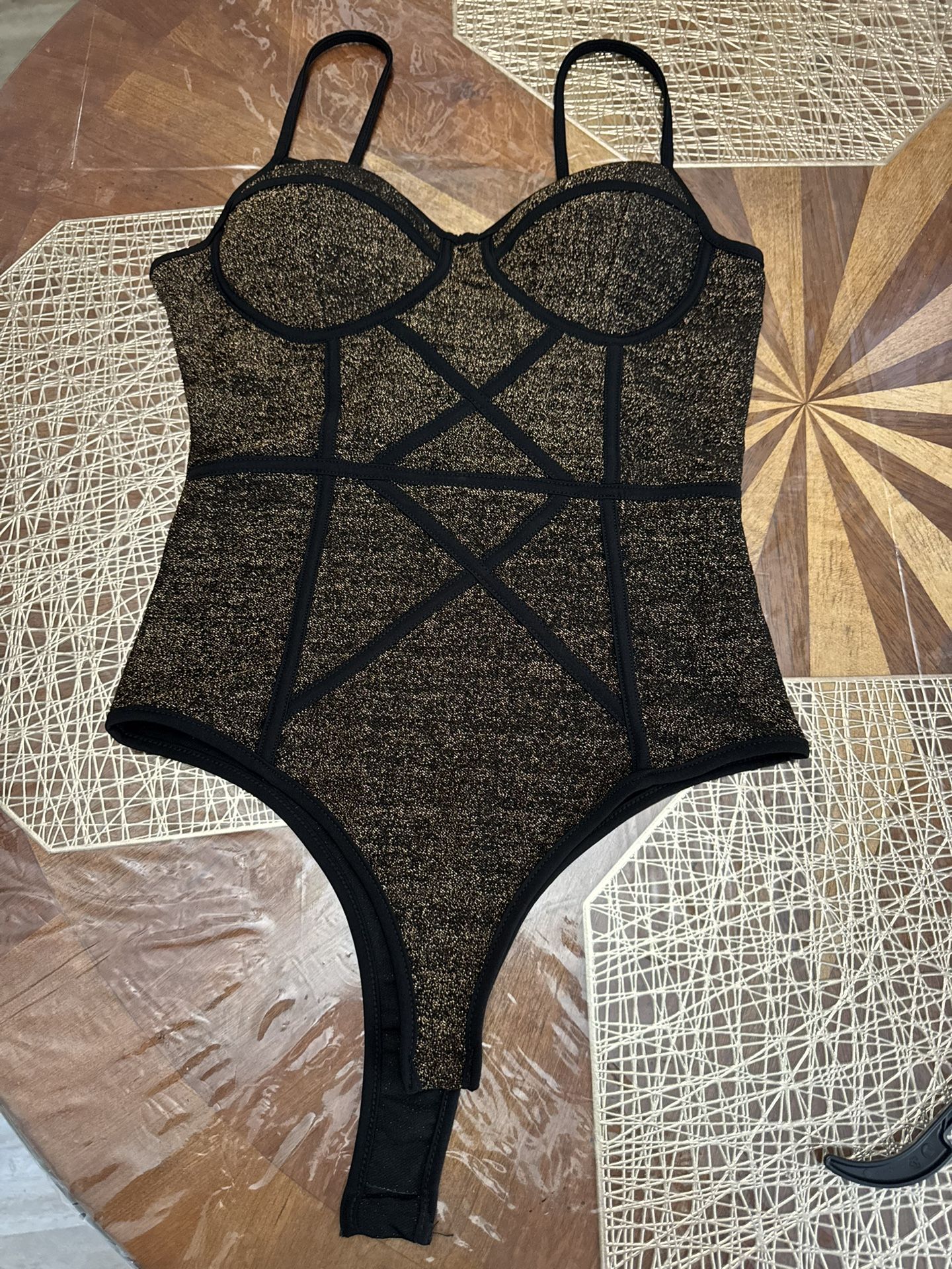 Gold And Black Privy Bodysuit