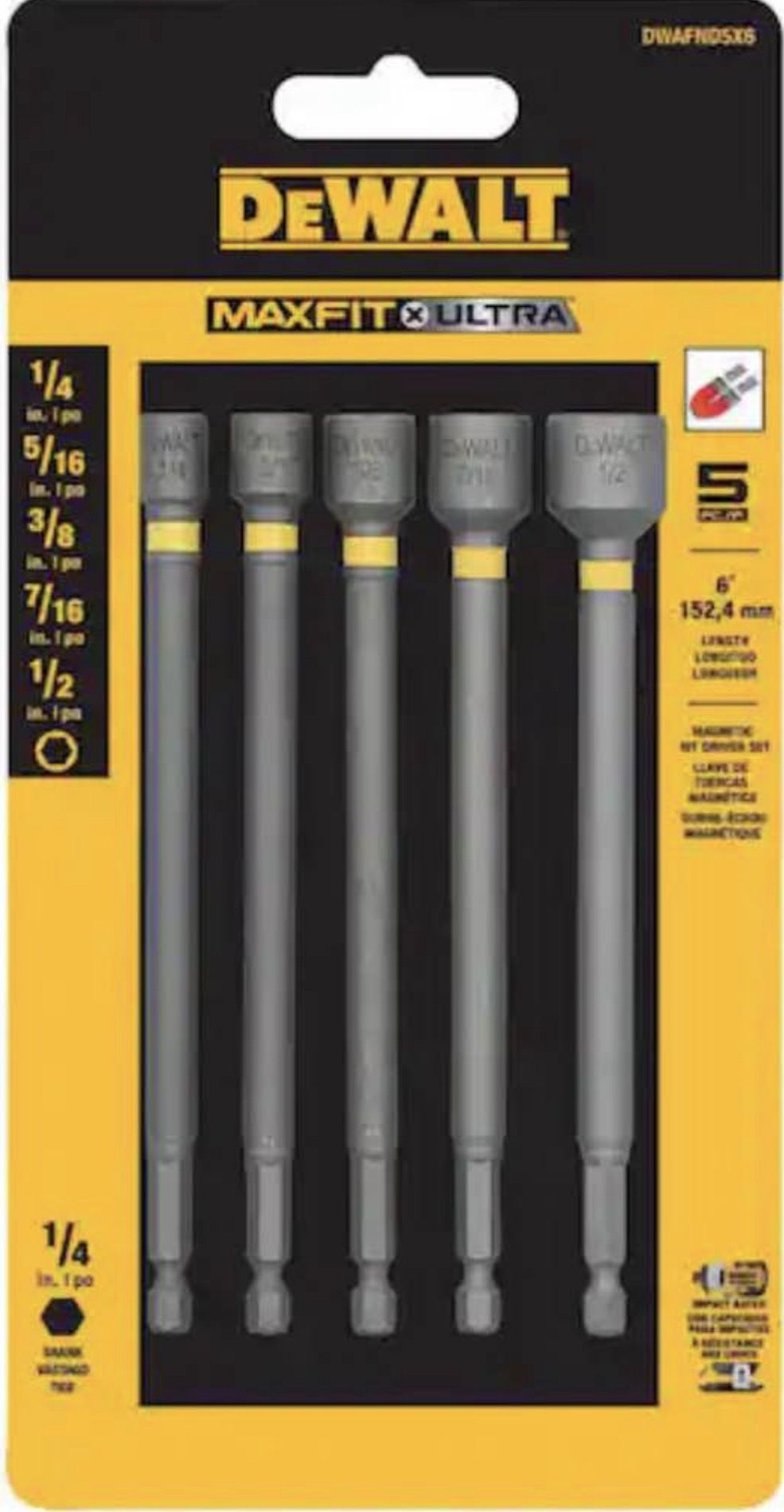 DeWalt MAXFIT ULTRA 5-Piece Magnetic Nut Driver Set