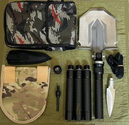 Set Of 2, Survival Shovel Tactical Shovel, Camping Multitool Shovel, Survival Gear, Multifunctional Shovel - Firm $90